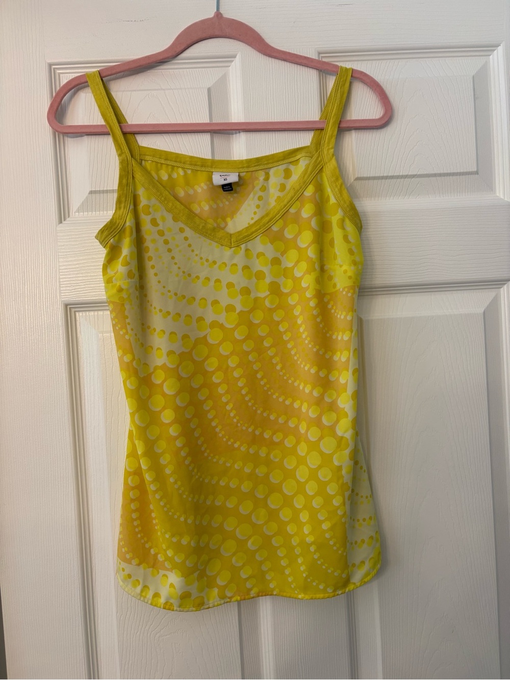 CAbi Yellow Swirl Dot V-Neck Tank